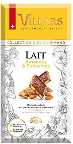 TABLETTE LAIT AMANDES SPECULOOS 180G, VILLARS, LOT DE 3