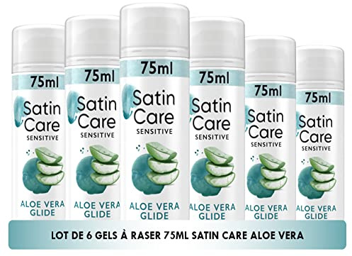 Satin Care Sensitive, Gel à Raser pour Femmes, Aloe Vera, 6 x 75 ml