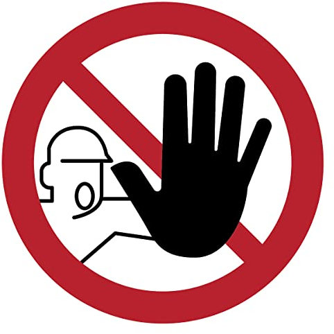 Autocollant Signalétique plastifié rond sticker résistant à l’eau NF ISO7010 - Adhésif laminé résistant aux UV - Stop! Accès Interdit - Diamètre 60 cm