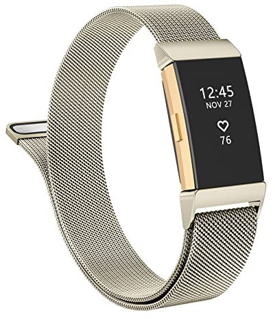 Vancle nur für Fitbit charge 2 Armband für Damen Herren,Metall Mesh Edelstahl Ersatzarmband Uhrenarmband für charge 2 Armband(S,Vintage Gold)