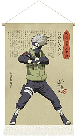 CosplayStudio Ninja Anime Rollbild/Kakemono aus Stoff | Anime Poster | 39x65cm | Motiv: Kakashi Hatake