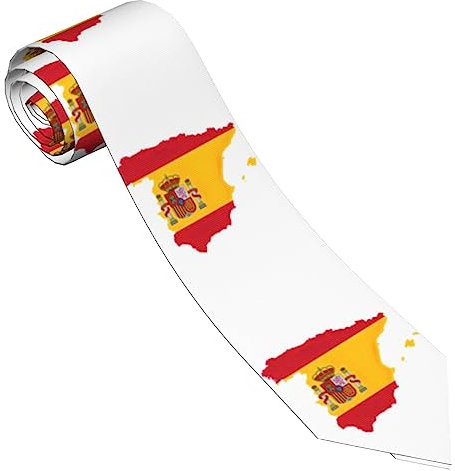 FWJZDSP Corbata de moda con mapa de la bandera de España para niños, corbata de seda, conjunto de corbata clásica, regalo