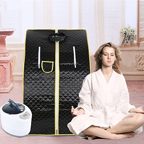 Mobile Mini Dampfsauna Heimsauna Wärmekabine Sitzsauna Saunakabine -1000W,Heim-Dampfsauna- 99x88x76 cm (Schwarz)