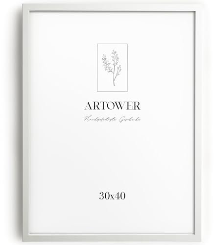 Artower® Bilderrahmen für 30 x 40 cm Weiß Holz Dünner Rahmen | Posterrahmen Groß Vintage Collage | Picture Frame White Wood 30x40cm | Holzbilderrahmen Poster Rahmen Echtholz