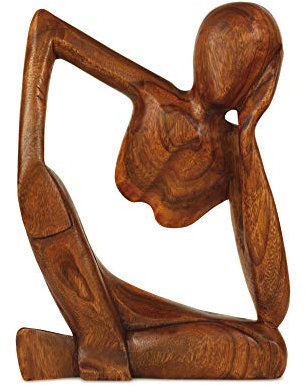 G6 Collection Abstrakte Skulptur aus Holz, handgefertigt, 20,3 cm, Denkender Mann 2, Heimdekoration, dekorative Figur, Akzentdekoration, handgeschnitzte Denkerstatue, Denkender Mann 2