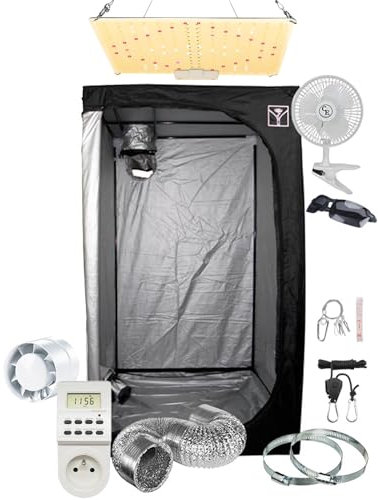 SUPACROP Komplettset für den Innenbereich, 40 x 40 x 120 cm, 60 x 60 x 140 cm, 80 x 80 x 160 cm – LED 1500 W LM281B Full Spectrum mit Schalter