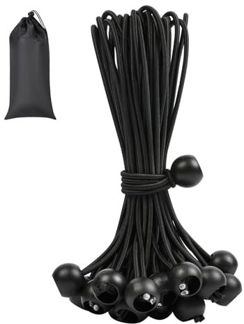 Adiwo 25 PCS Corde Elastiche con Sfere da 20 cm, Elastici per Teloni Durevole Portatile, Corda Elastica in Gomma, Corda Elastica a Sfera per Teloni, Padiglioni, Tende, Campeggio