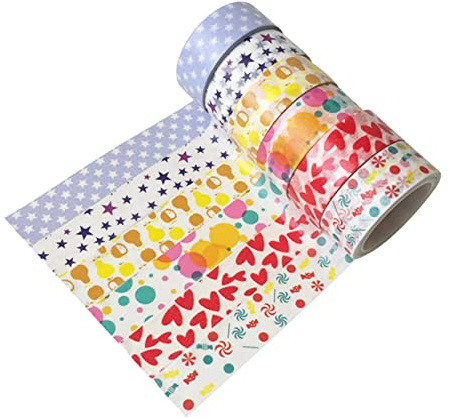 STOBOK 6rollen Washi-tape Geometrisches Cartoon-muster Deko-klebeband Geschenkverpackungsband Für Diy-bastelprojekte Und Papeterie Weihnachts-tape Und Diy-papier-tape Für Kreative Dekorat