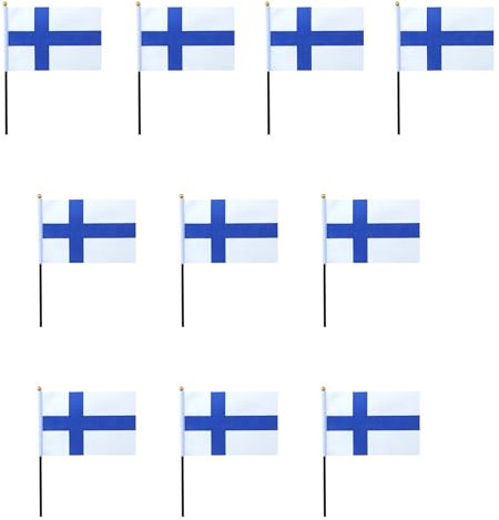 Sonia Originelli 10er Set Tischfahnen Handflaggen Mini Fähnchen Fussball Fan Anfeuern Farbe Finnland