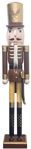 KI Store 120 cm Weihnachten Nussknacker Lebensgröße Groß XXL Holz Nussknacker Figur Weihnachtsdekoration (Brown)