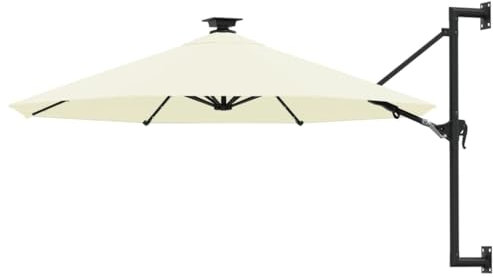 AUUIJKJF Home Items, Wand-Sonnenschirm mit LEDs und Metallstange, 300 cm, Sand, Anzugmöbel, cremefarben