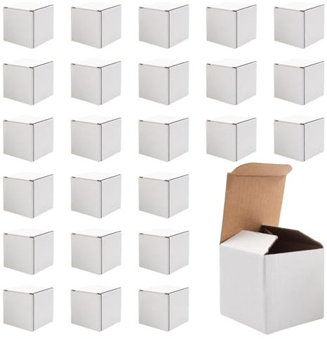 25 Stück Versandkarton Weiße 10x10x10cm Wellpapp Faltkarton Geschenk Box Wellpappe Verpackung Versand Lagerung Karton Box