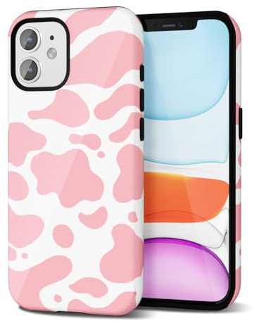 Svanove Cow Print Phone Case for iPhone 11 Case Girly Trendy Pattern, Retro Cool Animal Print, Luxury Cute Case for Women Girl, Glossy Aesthetic Y2k Hard Shell Plastic Slim Cover, Pink