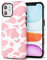 Svanove Cow Print Phone Case for iPhone 11 Case Girly Trendy Pattern, Retro Cool Animal Print, Luxury Cute Case for Women Girl, Glossy Aesthetic Y2k Hard Shell Plastic Slim Cover, Pink