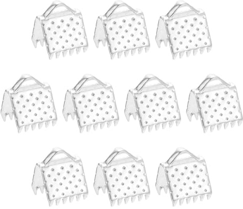 sourcing map 280Pcs Ribbon Crimp Clamp Ends, 6mm Bookmark Pinch Crimp Ends, Cord Ends Fasteners Clasp Crimp Ends for DIY Bracelet Necklace Jewelry Making, Silver