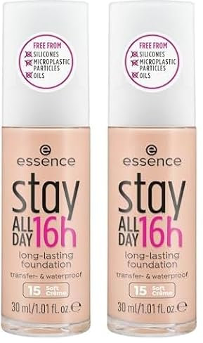 essence cosmetics stay ALL DAY 16h long-lasting Foundation 15 (Packung mit 2)