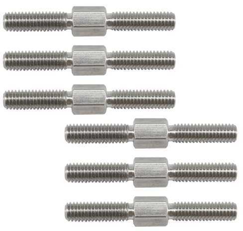 (6 piezas) M6x100mm pernos roscados hexagonales de doble extremo con rosca derecha e rosca de mano izquierda de acero inoxidable 304 de igual longitud de rosca