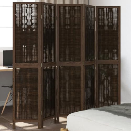 Raumteiler Raumteiler 5 Paneele Dunkelbraun Massivholz Paulownia