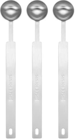sourcing map 3pcs Single Measuring Spoon 3/4tsp (1/4tbsp, 3.75ml) Teaspoon/Tablespoon 430 Stainless Steel Single Tiny Square Bowl Measuring Spoon Long Handle Measure Scoop