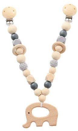 zjhukfmc Holzen Kinderwagenkette - Kinderwagenspielzeug, 16x8x3cm Babyschale Spielzeug, Kinderwagen Spielzeug, Holzkette Perlenspielzeug für Pushtchair, Kinderwagendekoration für Babyschale