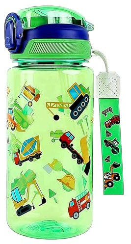 MHwan Botella Agua Niños, 600ml Robusta e Irrompible, Botella con Pajita Niños, Sin BPA, Portátil Hermosa Cantimplora Infantil Adecuada para Viajes Escolares