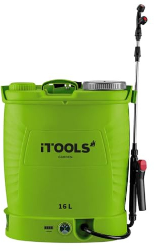 iTools - Pulvérisateur de Jardin Electrique à Batterie 16L 8Ah Pression 6 Bar Lance Télescopique en INOX + Accessoires de Pulvérisation