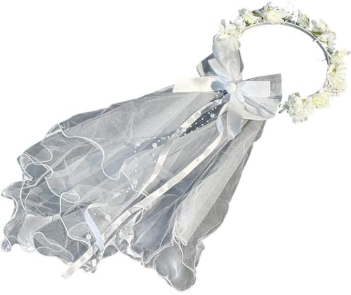 Ymxygz Ensemble De Serre-têtes pour Filles, Couronne De Blanche À Fleurs pour Sainte Communion, Couronne De Mariage pour Anniversaire, Coiffe pour Filles