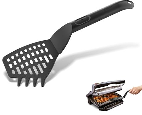 OptiSpatel Pfannenwender, Pfannenwender für Tefal Optigrill, Zubehör für perfektes Grillgut Handling dank Riffeldesign. Spachtel Geometrie schützt die Teflonbeschichtung, Spülmaschinengeeignet