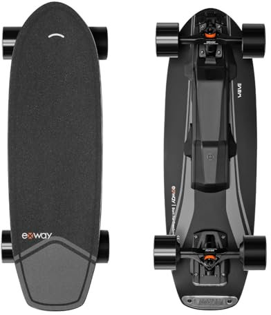 EXWAY Wave Hub Elektro-Skateboard mit Fernbedienung, Höchstgeschwindigkeit von 23 km/h, Schnellwechsel-Akku, 200 kg maximale Belastung, IP55 wasserdicht, Cruiser für Erwachsene und Jugendliche (180 Wh