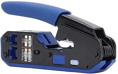 Xiuganpo RJ45 Crimping Tool Kit, Alambre Crimpadora Stripper Cortador con 8P8C Enchufes, Cable de Red Ethernet Jack Pass Through Crimpadora para Cat5, Cat5e, y Cat 6 Cables