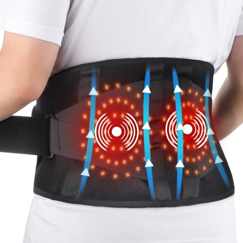 Cordless Heating Pad for Back Pain Relief, Heated Back Massager for Period Cramps, Lumbar Support Waist Belt with 5 Heating Levels & Auto-Off, Gifts for Men Women
