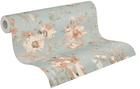 livingwalls CosmoLiving Non-Woven Wallpaper with Floral Design in Blue, Grey, Pink – 10,05 x 0,53 m Floral Wallpaper by Cosmopolitan – 790616