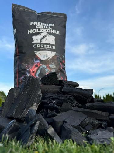 Crozzle Premium Hartholzkohle aus Eiche, Birke & Hainbuche – Extra heiß (700 °C), Brenndauer bis 2 Std., tropenfrei (2x10kg)