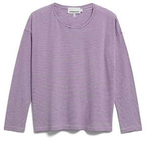 ARMEDANGELS Damen Longsleeve aus Bio-Baumwolle XIANAA Stripes Loose Fit Oatmilk-Orchid M
