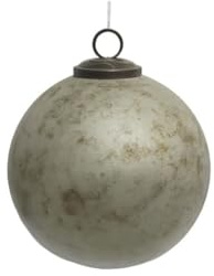 Antikas - Weihnachtskugel grau matt strukturiert, rund 12 cm Unikat – handgemacht in Indien