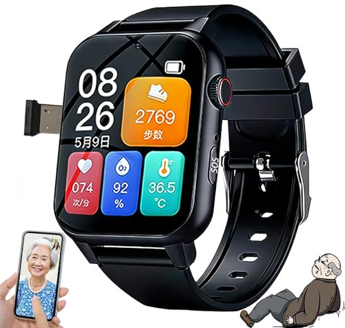 SUNBGRPYE 4G Smartwatch Mit SOS Notruftaste, Sturzerkennung, Ip67 Wasserschutz, GPS Ortung, Zwei Wege Videoanrufen, Unterstützt SIM Karten, Smartwatch Speziell Für Senioren