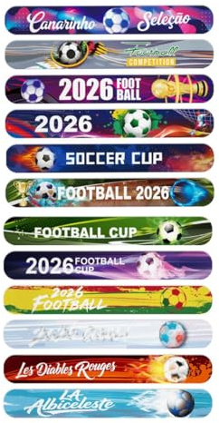 CATZUM Set da 12 Braccialetti Schioccanti Coppa del Mondo, Braccialetti per Bambini, Gadget a Tema Mondiale, Regali di Compleanno per Bambini, Braccialetti per Feste di Calcio, Regali per Ragazzi