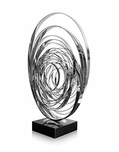 NEUERRAUM Riesengroße Spiralförmige Skulptur Spiralic Dynamics aus 2,5 mm Stahl Verchromt. Handarbeit. Höhe 90 cm x 65 cm.