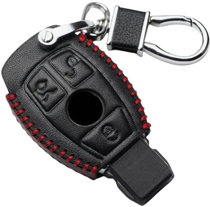 Happyit Cuir Voiture Clé Cas de Couverture Porte-clés pour Mercedes Benz W203 W210 W211 W204 E S CLS CLK CLA SLK C350 E550 (Noir)