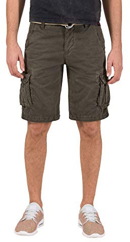 Timezone Herren Loose Maguiretz Cargo Incl. Belt Shorts, Grün (Washed Oliv 4064), 30 EU