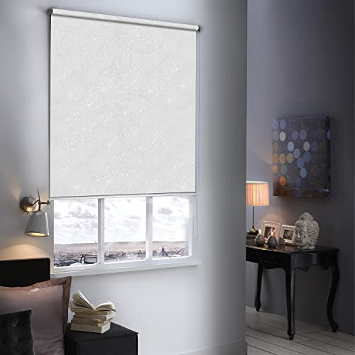 MADECOSTORE Store Enrouleur occultant à Paillettes - Gamme Must - Blanc - L154 x H190cm