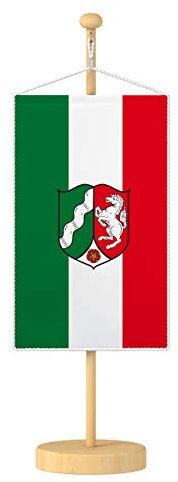 Vispronet® 15 x 25 cm Nordrhein-Westfalen Tischbanner Bundesländerfahnen Set ✓ Fahne & Ständer ✓ Kordel-Rand