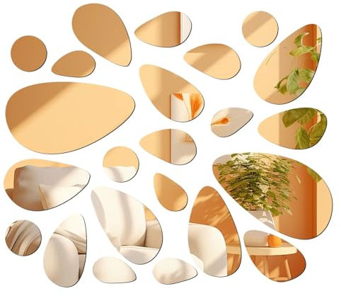 Wandaufkleber Spiegel Set Kopfsteinform, Splitter Diy Acryl Removable Wall Decor Aufkleber für Wohnzimmer Schlafzimmer (24 stücke)