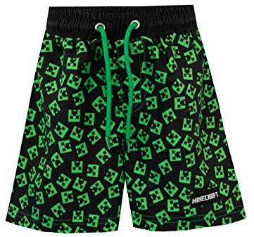 Minecraft Jungen Creeper Badeshorts Schwarz 134