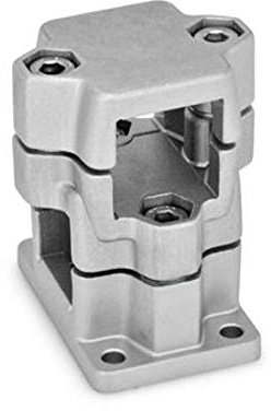 Kreuzflansch-Klemmverbinder, Vierkant 40mm / Vierkant 40mm / blank