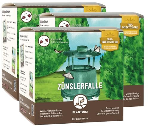 Plantura Zünslerfalle, insektizidfreie Pheromonfalle für Buchsbaumzünsler, 3 Stück