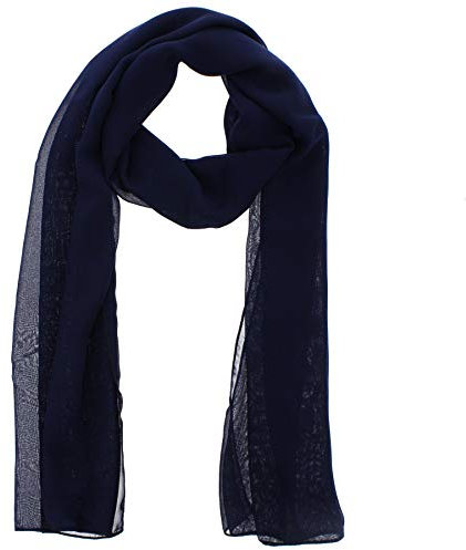 WESTEND CHOICE Bufandas de gasa para mujer, bufanda de cuello liso, pañuelo suave para la cabeza para niñas, bufanda transparente para mujer, bufandas y envolturas de 150 x 45 cm, azul marino, talla