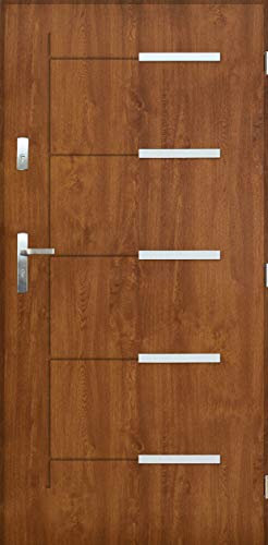 Tür Warme 1,3 Kankan Nano Advance Haustür Stahltür Eingangstür 4 Farben Größe 80,90 Golden Eiche ([90] 990 x 2065 mit einem Türrahmen Rechts)