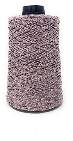 Rocca catenella Filato da Uncinetto o Ferri 250 gr - 850 mt glitterato per abbigliamento (Rosa Baby Argentato)