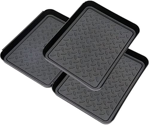 ASOENTIWOX Schuhabtropfschale 3er Set, Schuhablage 35 X 27,5 X 3cm, Schuhe Tropfen Kunststoffwanne Für Regentage und Schneesaison(Schwarz)